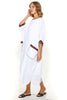 Zain White Linen Kaftan With Lining & Two Front Pockets (7912725283060)