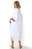 Zain White Linen Kaftan With Lining & Two Front Pockets (7912725283060)