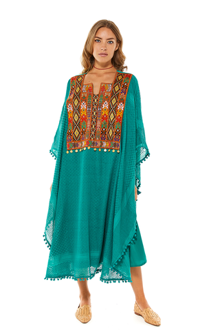Zumurod Kaftan With Chest Embroidery & Coins Detailing (8055922819316)