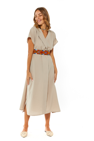 Joud Cotton Wrap Dress With Embroidered Belt (8055944773876)