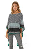 Seba Jacquard Poncho Top With Tassels Detailing (8059626553588)