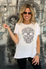 Skull Asymmetrical Tee With Finished Hems - White (1864807415852)