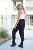 Wide Waist Cuffed Hem Zipper Pants - Black (6068240515246)