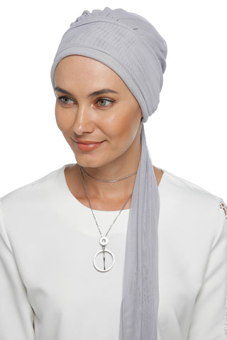 Tulle Multi-way Wrap Turban - Grey (1365599387692)