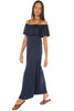 Ruffle Slit Maxi Dress - Navy - Gingerlining (9366050129)