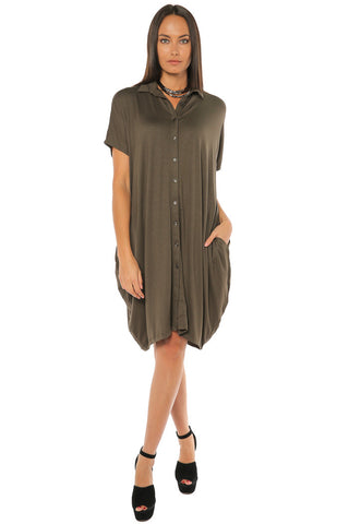 Button Down Dress - Military - Gingerlining (9365405713)