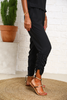 Crepe Jumpsuit With Elastic Waist & Ruched Hem Detail - Black (6951139573934)