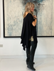 Short Sleeves Poncho Top - Black (4170138910853)
