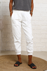 Cropped Length Denim Joggers With Elastic Waist - White (6825330671790)