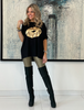 Get It Right Basic Tee- Black / Gold Lips (4170137665669)