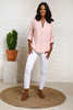 V-Neckline Linen Shirt With Adjustable Sleeves (6952768143534)
