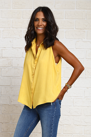 Sleeveless Button Down Linen Shirt (6951546650798)