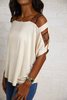 Cutout Shoulder Top With Weaved Straps - Beige (6952925200558)