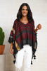 Open Sides Poncho Top With Sequin - Maroon / Gold (6953029861550)