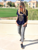 Hamsa Asymmetrical Tee With Raw Hems Tee - Navy (1806652604460)