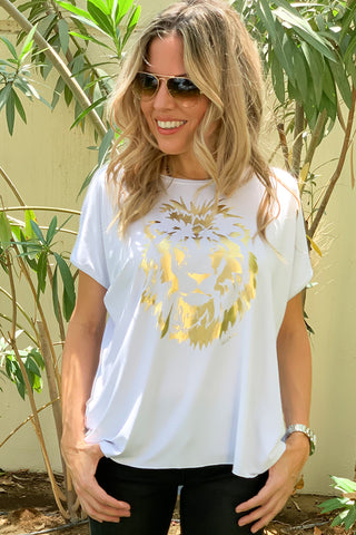 Lion Face Tee - White (1830321094700)