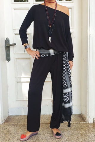 Slim Fit Boat Neck Jogger Jumpsuit (6285647773870) (6285665534126)
