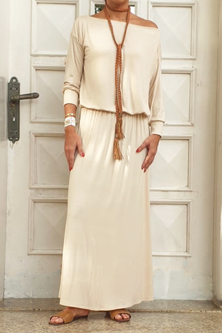 Boat Neck Long Dress (6325613494446)