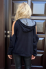 Long Sleeves Loose Fit Hoodie- Black (6233327599790) (6233560187054)