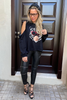 Long Sleeves Loose Fit Hoodie- Black (6233327599790) (6233560187054)