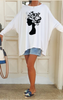 Dolman Top / White With Black Floral Hair Print (5747408076954)