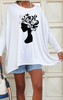 Dolman Top / White With Black Floral Hair Print (5747408076954)