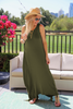 Sleeveless Round Neck Cotton Maxi Dress With Side Ropes - Olive (1677976895532)
