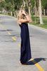 Sleeveless V-Neck Cotton Maxi Dress - Navy (1677971783724)