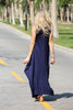 Sleeveless V-Neck Cotton Maxi Dress - Navy (1677971783724)