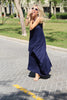 Evil Eye Sleeveless V-Neck Cotton Maxi Dress - Navy (3946502062124)