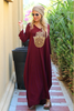 Hamsa Long V-Neck Cotton Dress - Maroon (1822707417132)