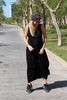 Sleeveless Round Neck Cotton Maxi Dress - Black (1677992263724)