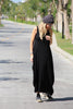 Sleeveless Round Neck Cotton Maxi Dress - Black (1677992263724)
