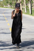 Sleeveless Round Neck Cotton Maxi Dress - Black (1677992263724)