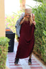 Sleeveless Round Neck Cotton Maxi Dress - Maroon (1677995573292)