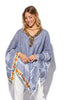 Ocean Poncho With Beaded V Neck & Embroidered Lace (7607019438324)