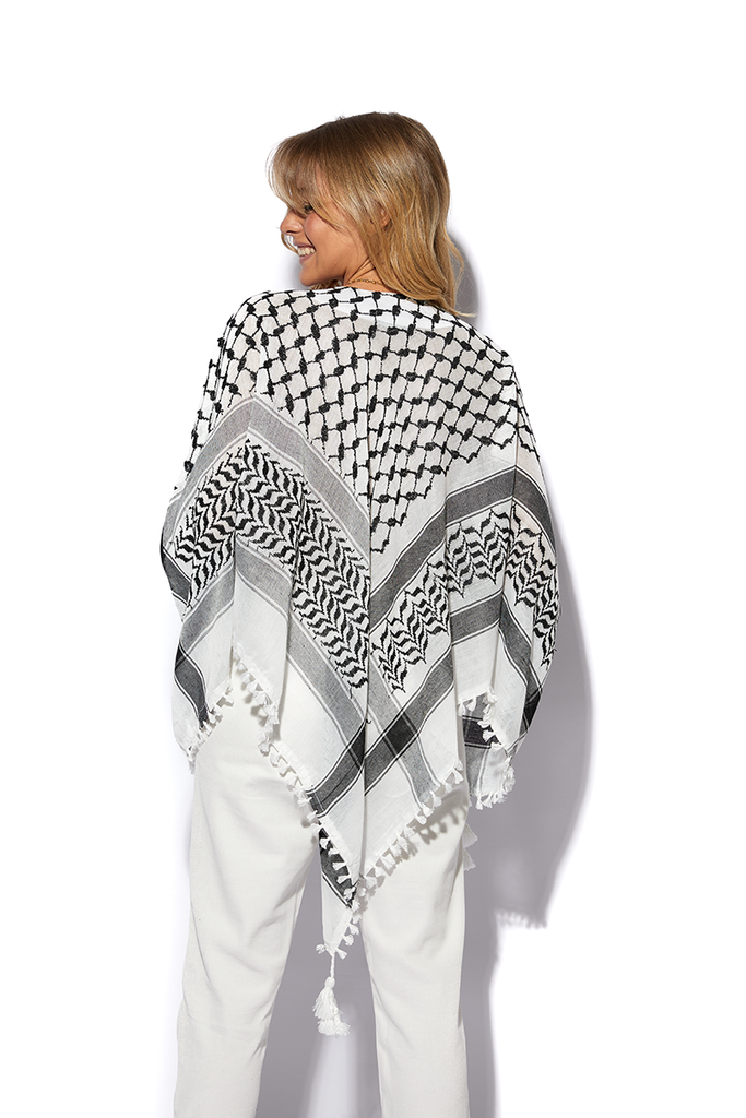 Embroidered Keffiyeh Shoulder Shawl (Poncho Style)