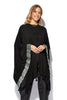 Tara Black Cotton Jersey Cardi Shawl With Floral Border Detailing (7607114236148)
