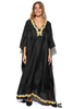 Aya Black Kaftan With Gold Neckline & Hem Detailing (7607378575604)