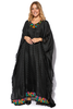 Bushra Black Kaftan With Multi Color Neck & Hem Detailing (7607384342772)