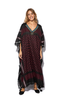 Fairuz Maroon Kaftan With Blue Beaded Neck Detailing (7607388274932)