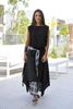 Crepe Layered Skirt With Tie Belt - Black / White Check (6595138945198)