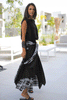 Crepe Layered Skirt With Tie Belt - Black / White Check (6595138945198)