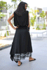 Crepe Layered Skirt With Tie Belt - Black / White Check (6595138945198)