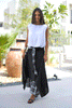 Crepe Layered Skirt With Tie Belt - Black / White Check (6595138945198)