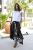 Crepe Layered Skirt With Tie Belt - Black / White Check (6595138945198)