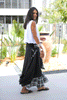 Crepe Layered Skirt With Tie Belt - Black / White Check (6595138945198)