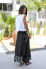 Crepe Layered Skirt With Tie Belt - Black / White Check (6595138945198)