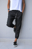 Cropped Length Denim Joggers With Elastic Waist & Shell Accents (6595851550894)
