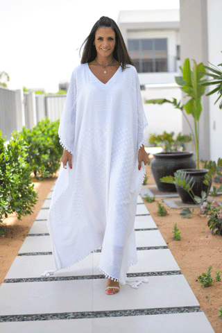 Jawahir Kaftan With Lining - White (6594759950510)